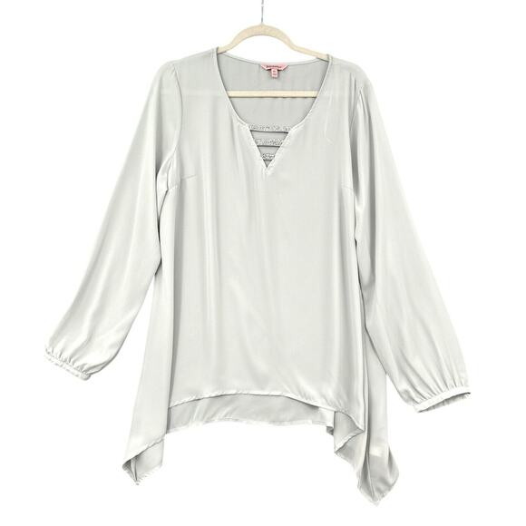 Juicy Couture Light‎ Gray V-Neck Long Sleeve Asymmetrical Hem Tunic Blouse XL - Picture 1 of 6